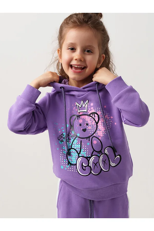 Толстовка трикотажная для девочек PLAYTODAY, сиреневый - фото 2