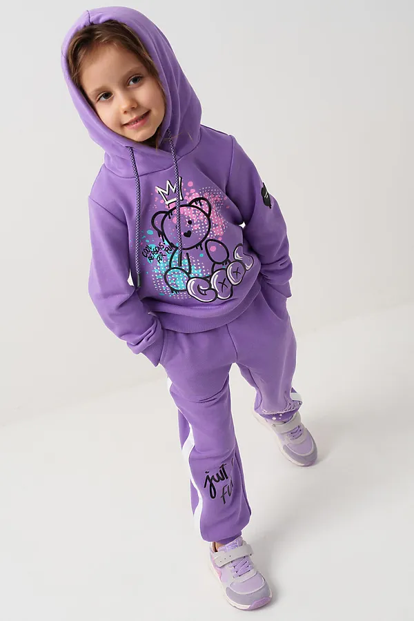 Толстовка трикотажная для девочек PLAYTODAY, сиреневый - фото 2