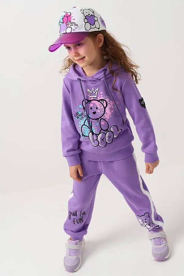 Брюки трикотажные для девочек PLAYTODAY, сиреневый - фото 2