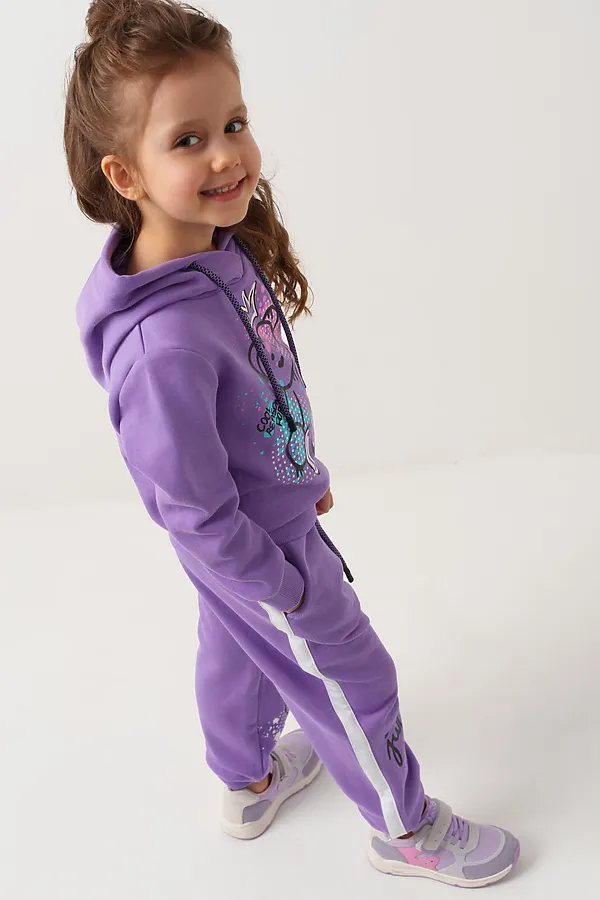 Брюки трикотажные для девочек PLAYTODAY, сиреневый - фото 2