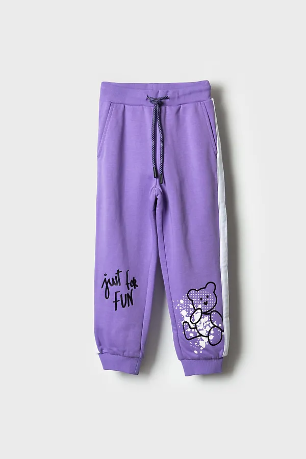 Брюки трикотажные для девочек PLAYTODAY, сиреневый - фото 2