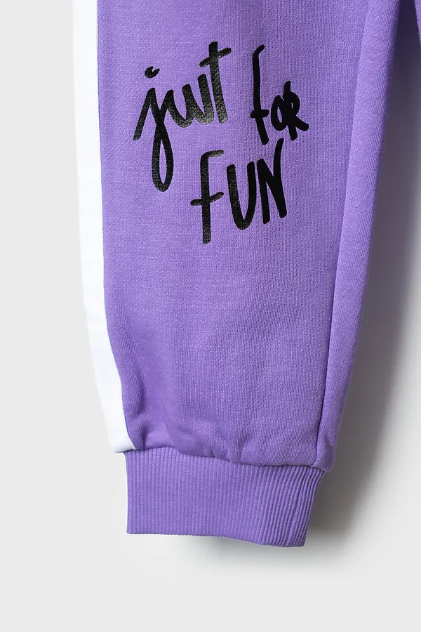 Брюки трикотажные для девочек PLAYTODAY, сиреневый - фото 2