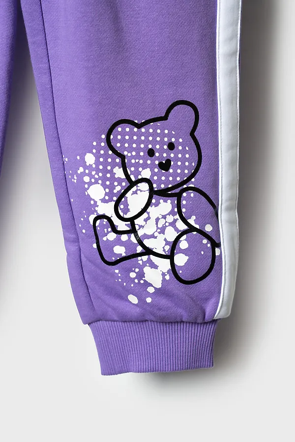 Брюки трикотажные для девочек PLAYTODAY, сиреневый - фото 2