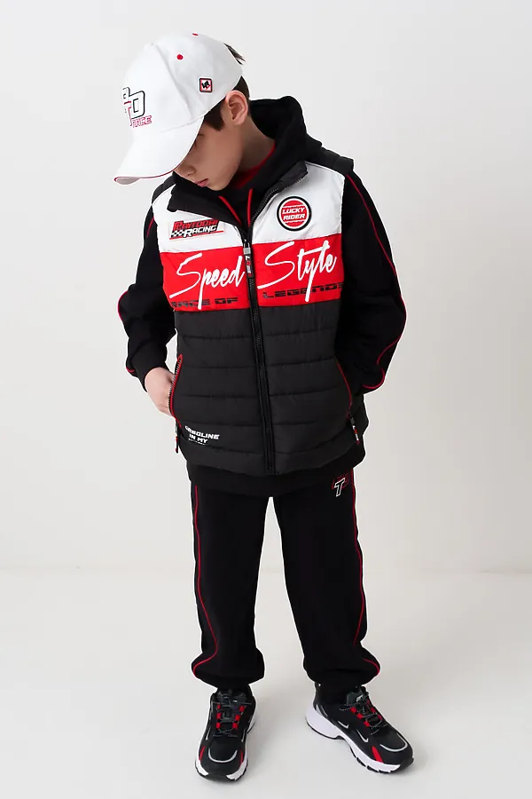 Жилет текстильный с полиуретановым покрытием для мальчиков PLAYTODAY, белый,черный,красный - фото 2