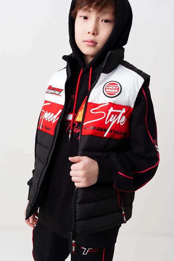 Жилет текстильный с полиуретановым покрытием для мальчиков PLAYTODAY, белый,черный,красный - фото 2