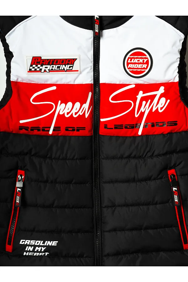 Жилет текстильный с полиуретановым покрытием для мальчиков PLAYTODAY, белый,черный,красный - фото 2