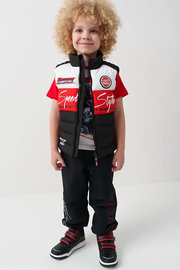 Жилет текстильный с полиуретановым покрытием для мальчиков PLAYTODAY, белый,черный,красный - фото 2