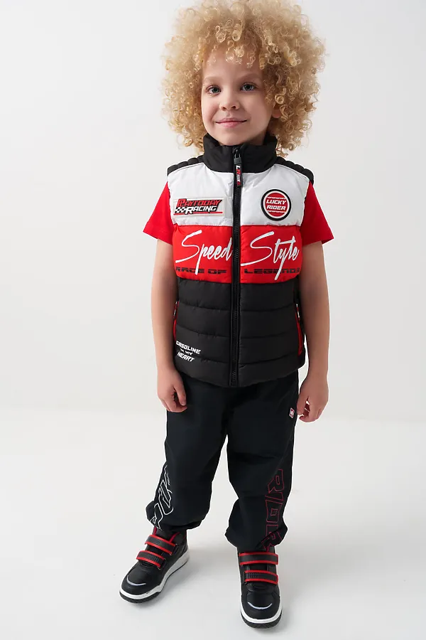 Жилет текстильный с полиуретановым покрытием для мальчиков PLAYTODAY, белый,черный,красный - фото 2