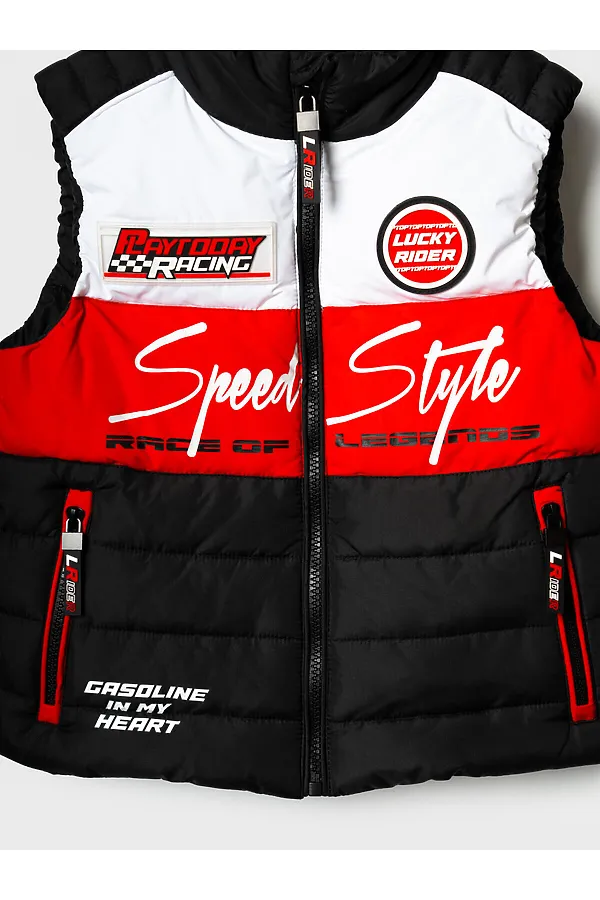 Жилет текстильный с полиуретановым покрытием для мальчиков PLAYTODAY, белый,черный,красный - фото 2