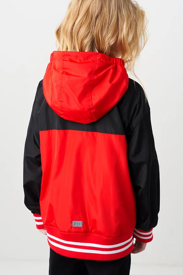 Куртка текстильная с полиуретановым покрытием для девочек (ветровка) PLAYTODAY, белый,черный,красный - фото 2