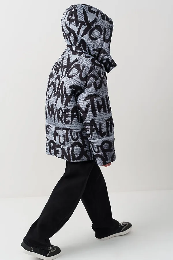 Куртка текстильная с полиуретановым покрытием для мальчиков PLAYTODAY, черный,серый,светло-серый - фото 2