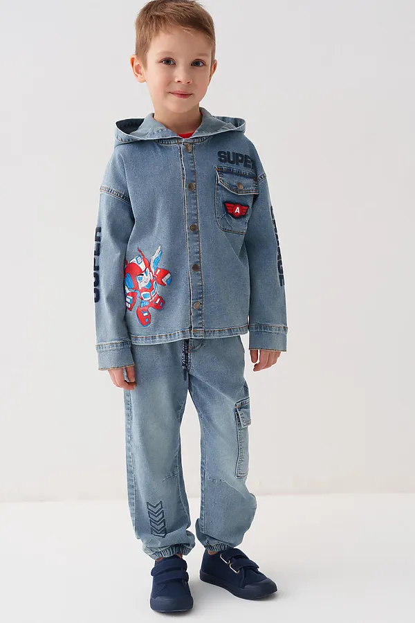 Куртка текстильная джинсовая для мальчиков PLAYTODAY, синий - фото 2