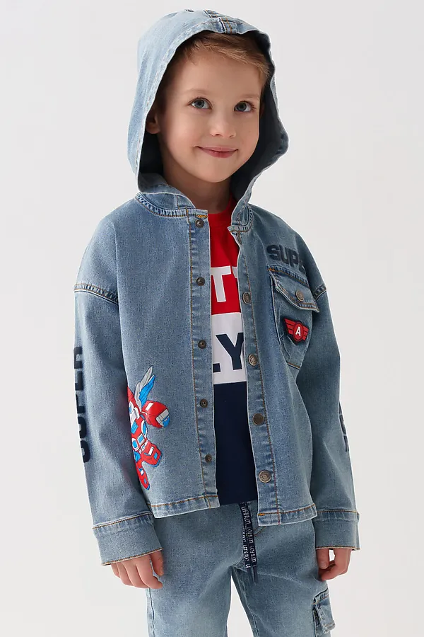Куртка текстильная джинсовая для мальчиков PLAYTODAY, синий - фото 2