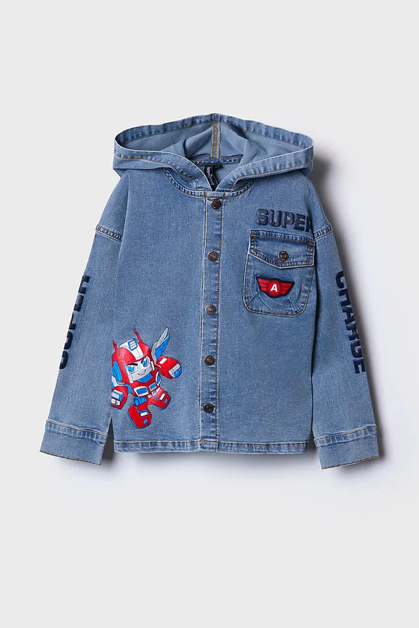 Куртка текстильная джинсовая для мальчиков PLAYTODAY, синий - фото 2