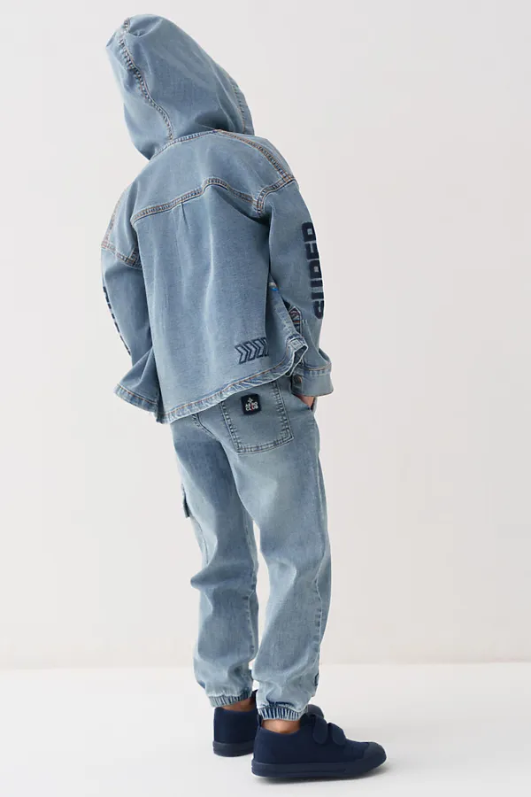 Брюки текстильные джинсовые для мальчиков PLAYTODAY, синий - фото 2