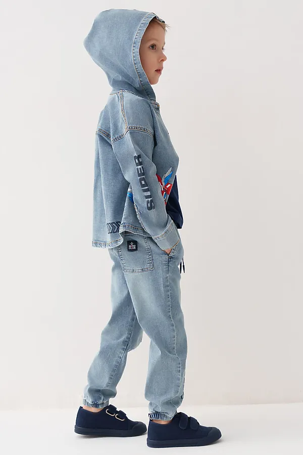 Брюки текстильные джинсовые для мальчиков PLAYTODAY, синий - фото 2