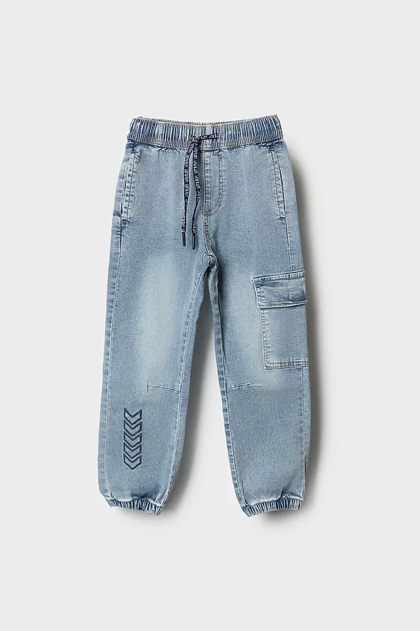 Брюки текстильные джинсовые для мальчиков PLAYTODAY, синий - фото 2
