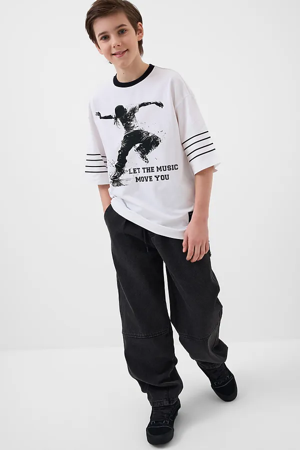 Брюки текстильные джинсовые для мальчиков PLAYTODAY, черный - фото 2