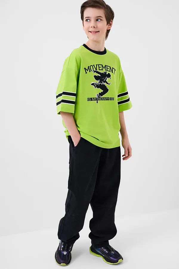 Брюки текстильные джинсовые для мальчиков PLAYTODAY, черный - фото 2