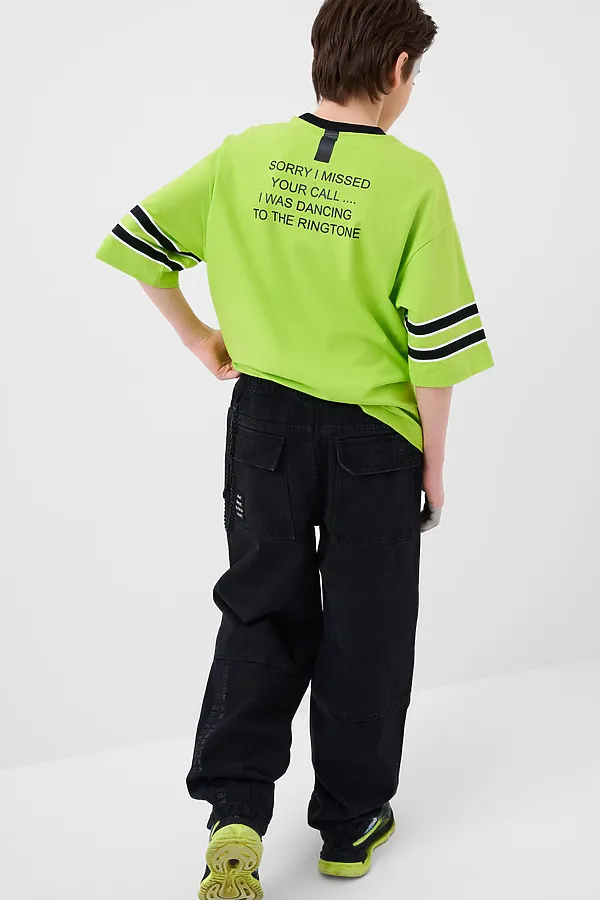 Брюки текстильные джинсовые для мальчиков PLAYTODAY, черный - фото 2