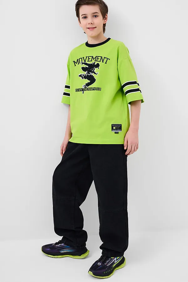 Брюки текстильные джинсовые для мальчиков PLAYTODAY, черный - фото 2