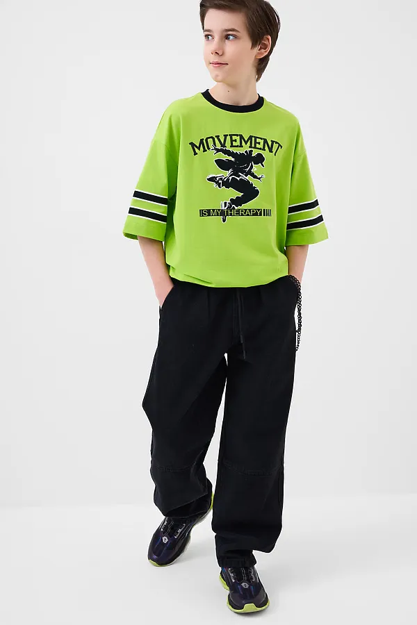 Брюки текстильные джинсовые для мальчиков PLAYTODAY, черный - фото 2