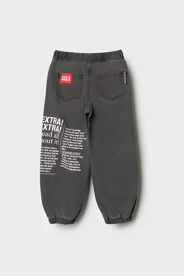 Брюки текстильные джинсовые укороченные для девочек PLAYTODAY, черный - фото 2