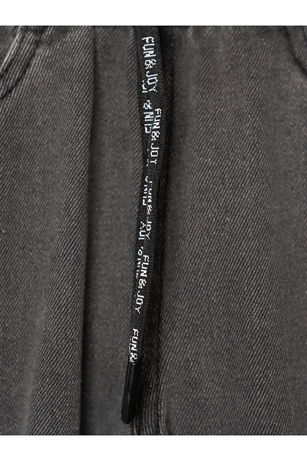 Брюки текстильные джинсовые укороченные для девочек PLAYTODAY, черный - фото 2