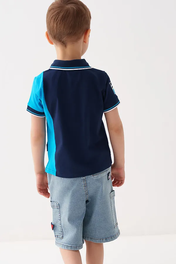 Шорты текстильные джинсовые для мальчиков PLAYTODAY, синий - фото 2