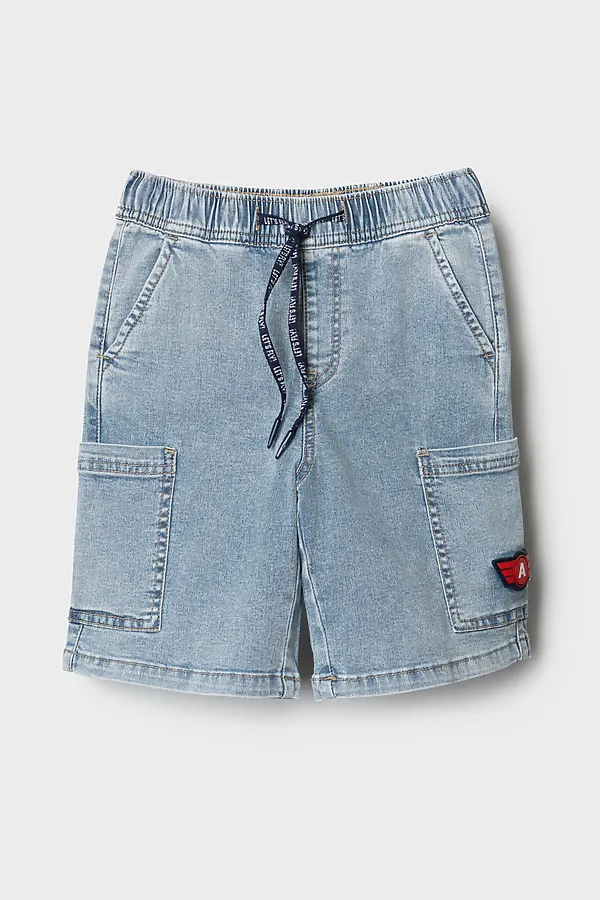 Шорты текстильные джинсовые для мальчиков PLAYTODAY, синий - фото 2