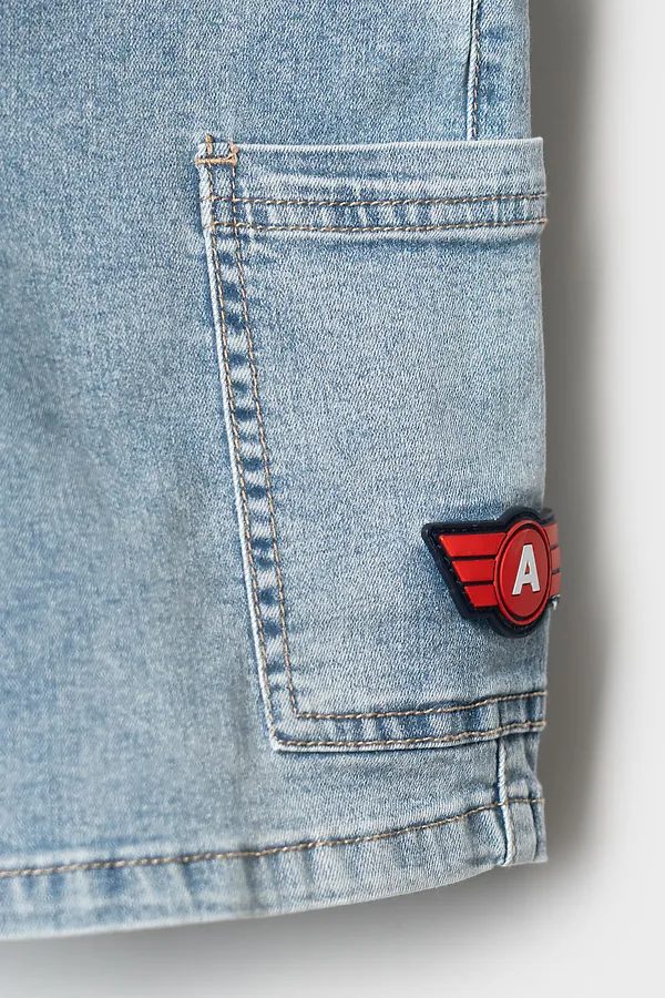 Шорты текстильные джинсовые для мальчиков PLAYTODAY, синий - фото 2