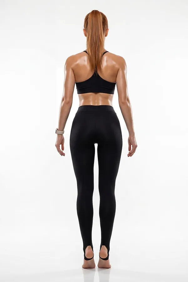 Легинсы со штрипками бифлекс женские черного цвета MTFORCE, черный - фото 2