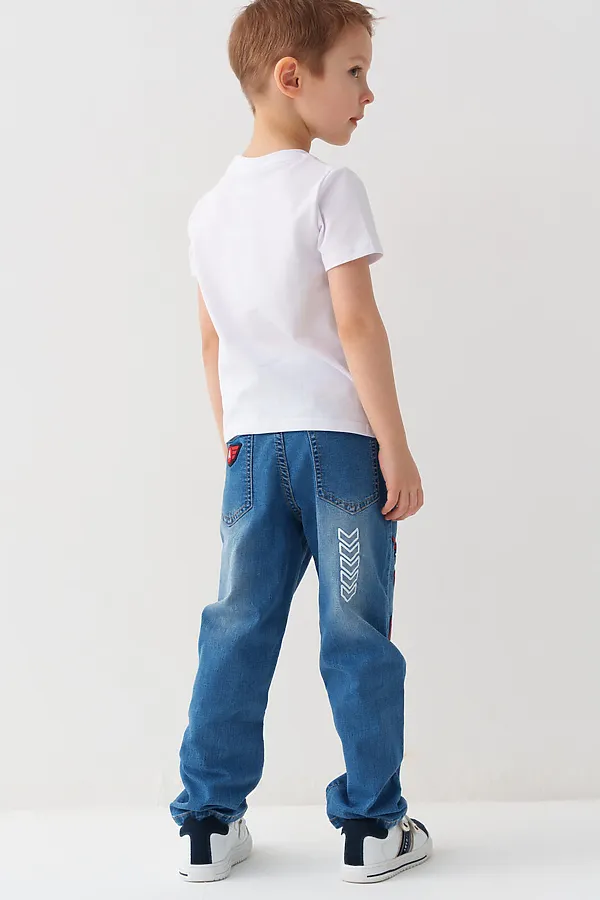 Брюки текстильные джинсовые для мальчиков PLAYTODAY, синий - фото 2