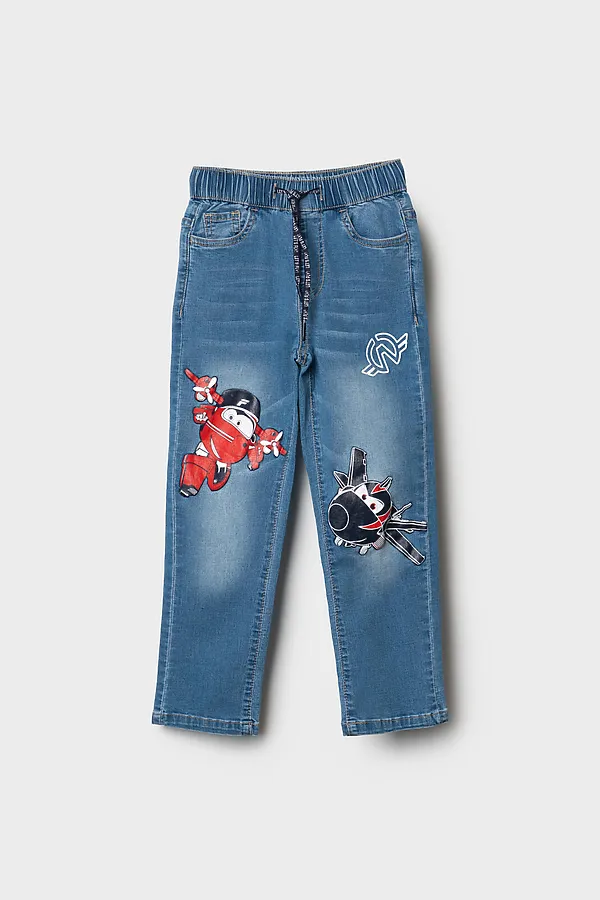 Брюки текстильные джинсовые для мальчиков PLAYTODAY, синий - фото 2