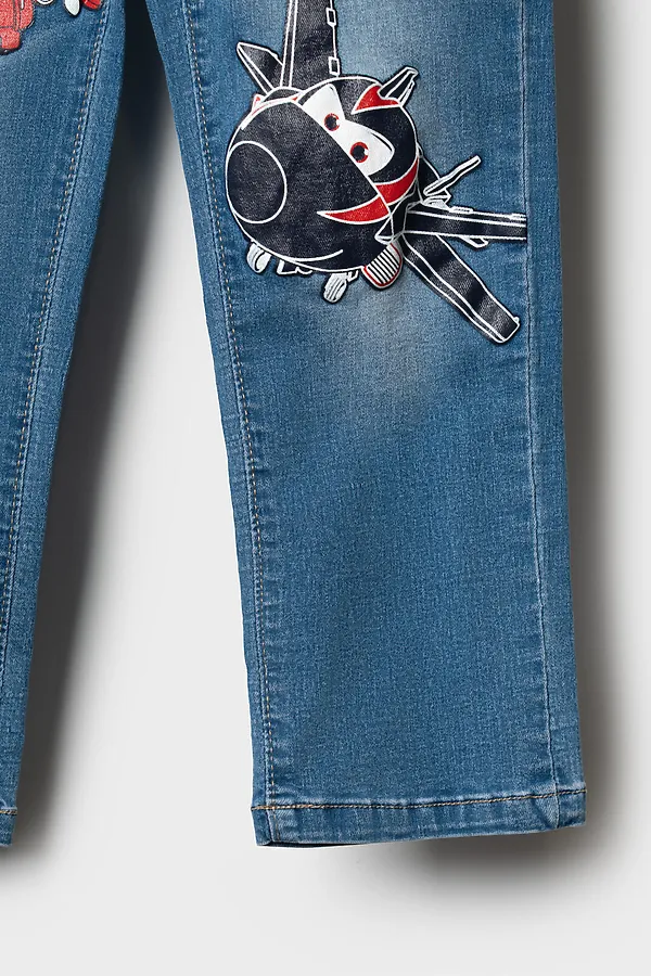 Брюки текстильные джинсовые для мальчиков PLAYTODAY, синий - фото 2