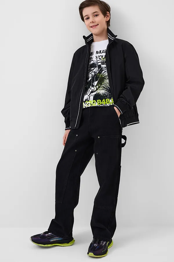 Брюки текстильные джинсовые для мальчиков PLAYTODAY, черный - фото 2