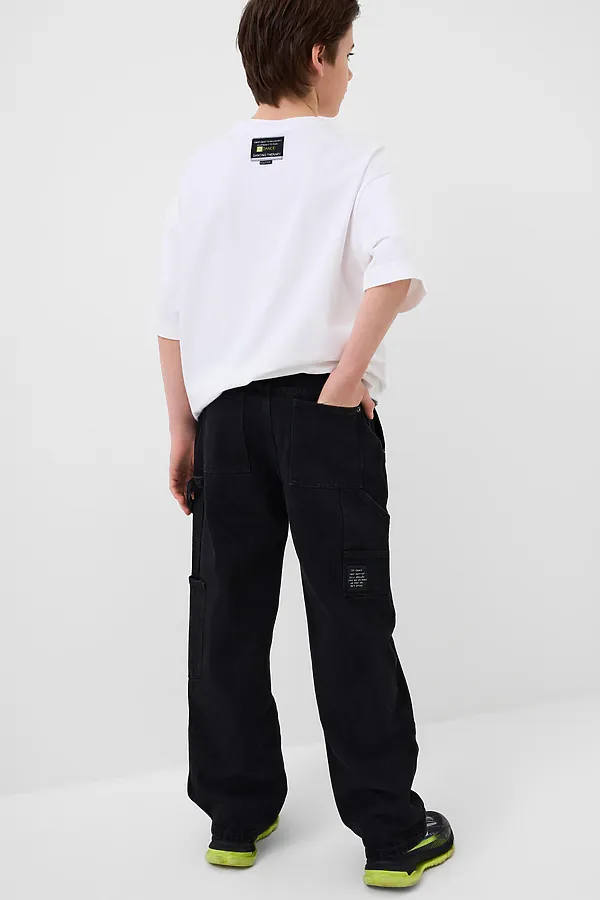 Брюки текстильные джинсовые для мальчиков PLAYTODAY, черный - фото 2