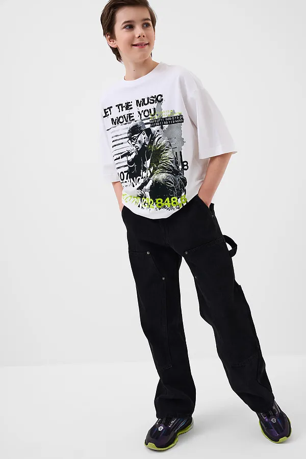 Брюки текстильные джинсовые для мальчиков PLAYTODAY, черный - фото 2