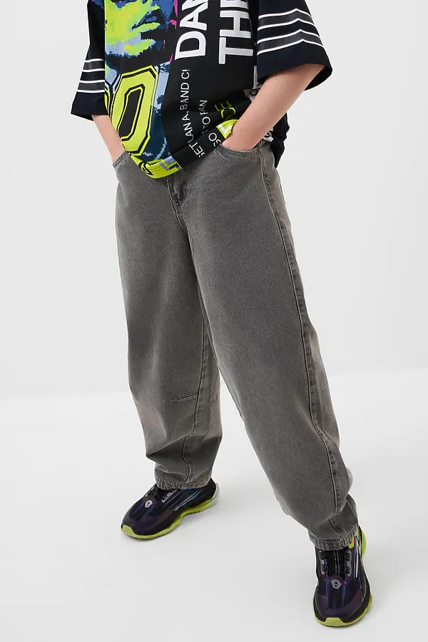 Брюки текстильные джинсовые для мальчиков PLAYTODAY, черный - фото 2