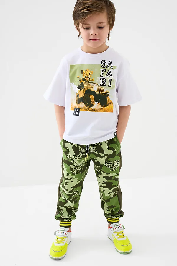 Брюки трикотажные для мальчиков PLAYTODAY, темно-зеленый,зеленый,светло-зеленый - фото 2