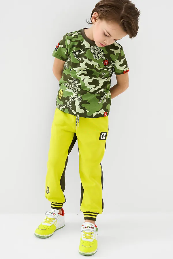 Брюки трикотажные для мальчиков PLAYTODAY, светло-зеленый,темно-зеленый - фото 2