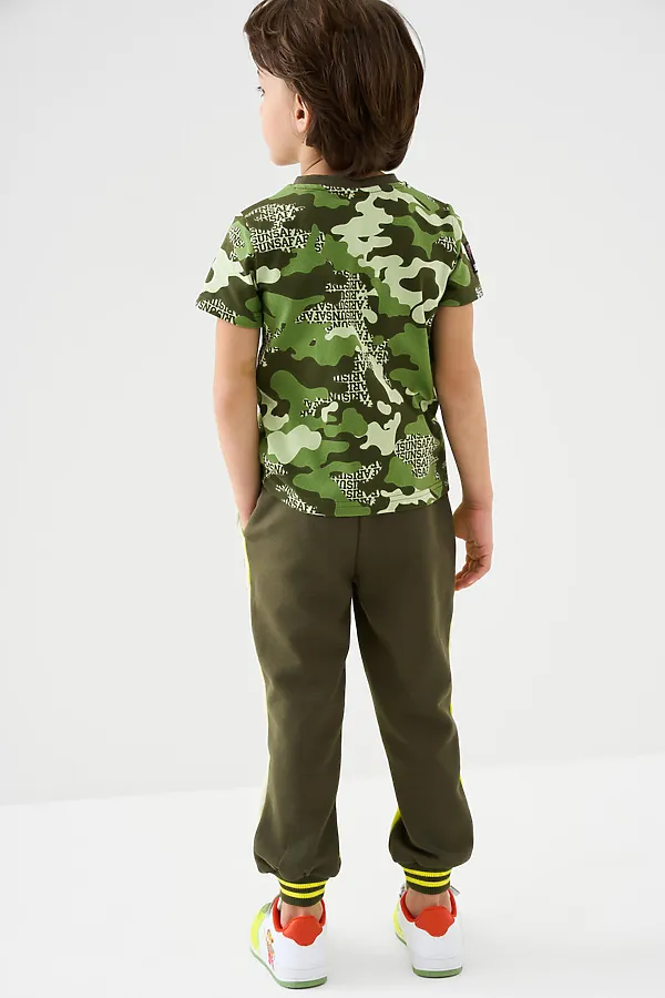 Брюки трикотажные для мальчиков PLAYTODAY, светло-зеленый,темно-зеленый - фото 2