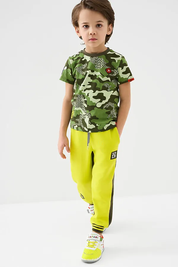 Брюки трикотажные для мальчиков PLAYTODAY, светло-зеленый,темно-зеленый - фото 2