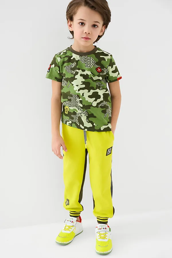 Фуфайка трикотажная для мальчиков (футболка) PLAYTODAY, темно-зеленый,зеленый,светло-зеленый - фото 2