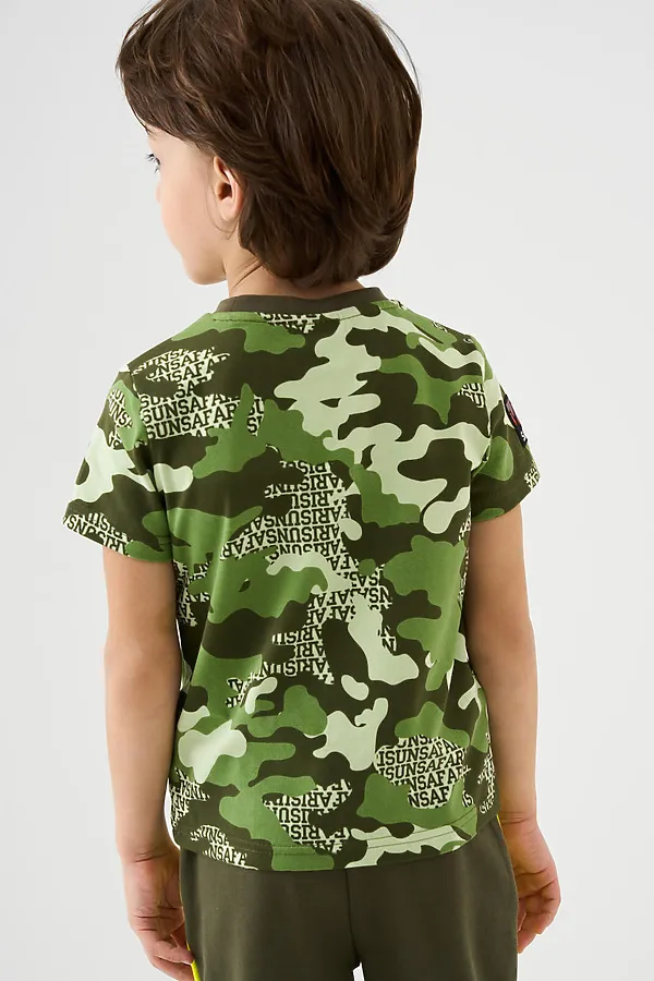 Фуфайка трикотажная для мальчиков (футболка) PLAYTODAY, темно-зеленый,зеленый,светло-зеленый - фото 2