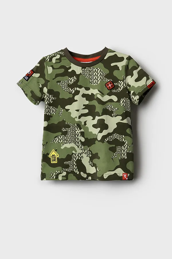 Фуфайка трикотажная для мальчиков (футболка) PLAYTODAY, темно-зеленый,зеленый,светло-зеленый - фото 2