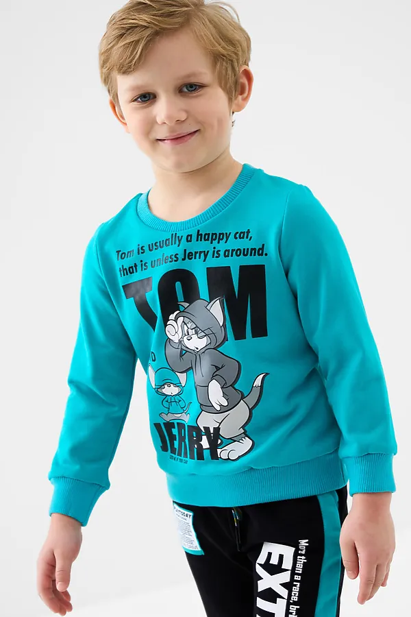 Толстовка трикотажная для мальчиков PLAYTODAY, голубой - фото 2