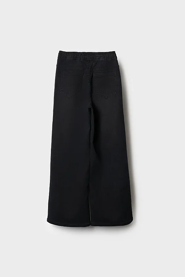 Брюки текстильные джинсовые для девочек PLAYTODAY, черный - фото 2