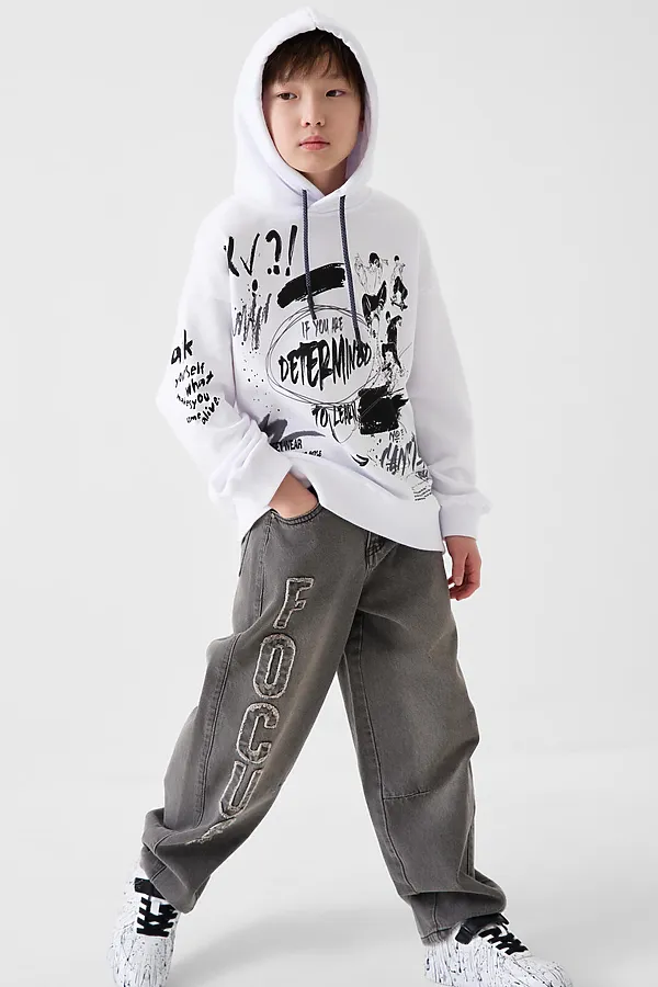 Брюки текстильные джинсовые для мальчиков PLAYTODAY, черный - фото 2