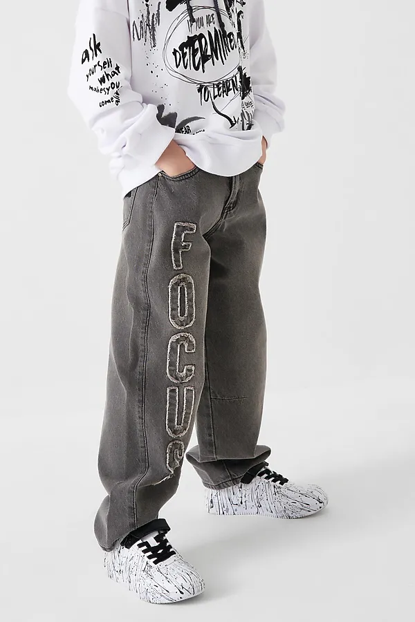 Брюки текстильные джинсовые для мальчиков PLAYTODAY, черный - фото 2